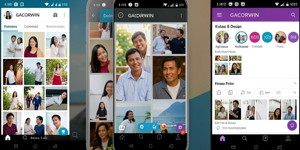 Tampilan utama GACORWIN dengan berbagai fitur kolase foto.