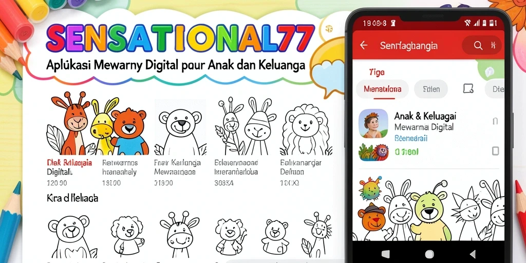 Tampilan antarmuka SENSATIONAL77 saat anak mewarnai gambar digital.