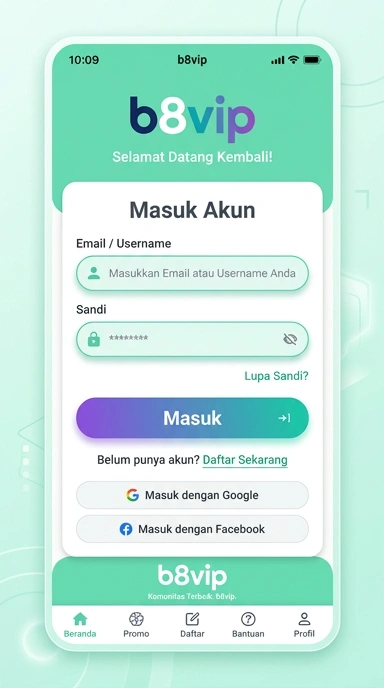 Tampilan halaman login b8vip